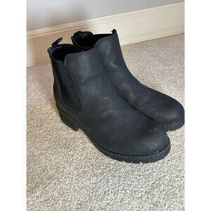 Mysoft Black Chelsea Ankle Boots Side Zipper Chunky Block Low Heel Size 9